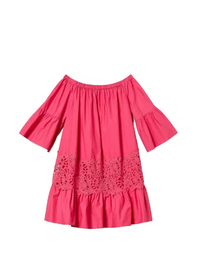 Twinset Ruffled-hem Mini Dress In Red