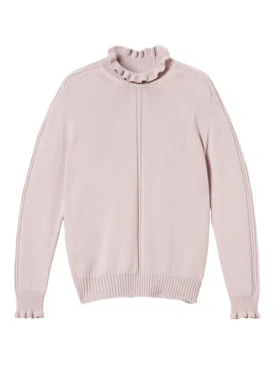 Twinset Ruffled High-neck Sweater In Pink
