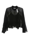 Twinset Ruffled High-neck Top In Black