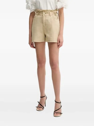 Twinset Ruffled High-waisted Shorts In Neutral