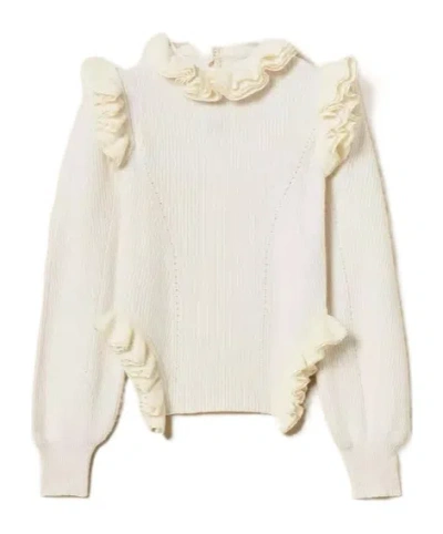 Twinset Ruffled-trim Jumper In Multi