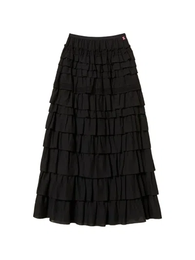 Twinset Ruffled Lace Skirt In Black