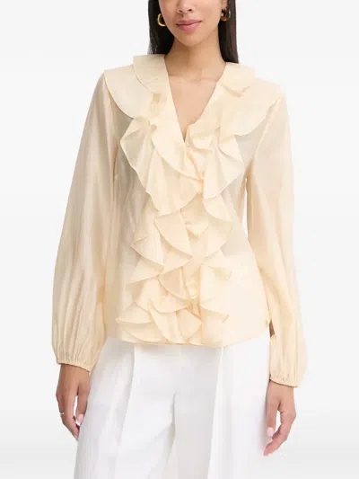 Twinset Ruffled Long-sleeve Blouse In Neutral