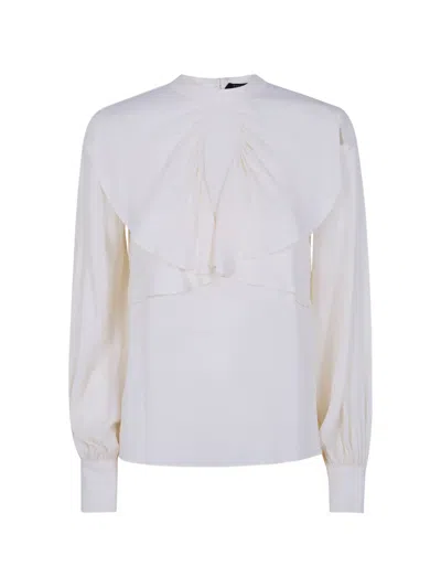Twinset Ruffled Long-sleeve Blouse In White