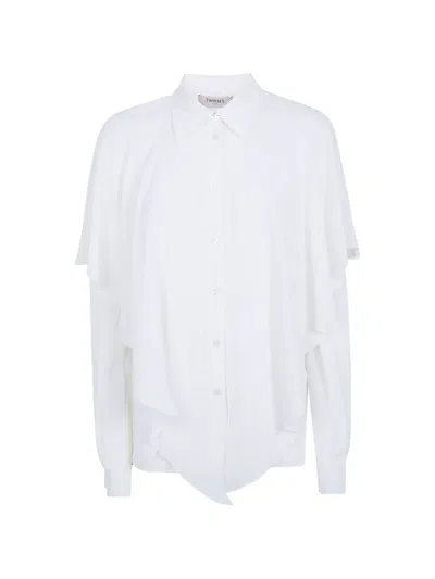 Twinset Ruffled Long-sleeve Shirt In White