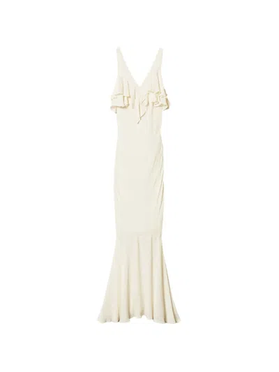 Twinset Ruffled Maxi Dress In Neutral