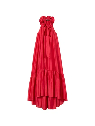 Twinset Ruffled Midi Dress In Red