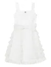 Twinset Ruffled Midi Dress In White
