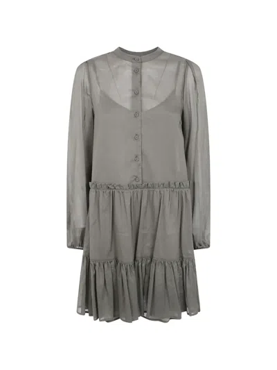 Twinset Ruffled Mini Dress In Gray