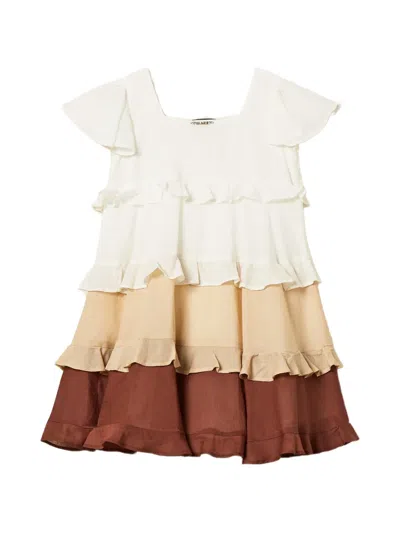 Twinset Kids' Ruffled Muslin Dress In Neutral