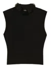 Twinset Ruffled-neck Knit Top In Black