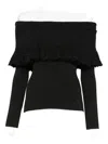 Twinset Ruffled Off-shoulder Sweater In Black