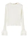 Twinset Ruffled Open-knit Top In White