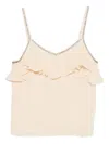 Twinset Ruffled Rhinestone-embellished Top In Neutral