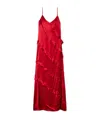 Twinset Ruffled Satin Maxi Dress In Red