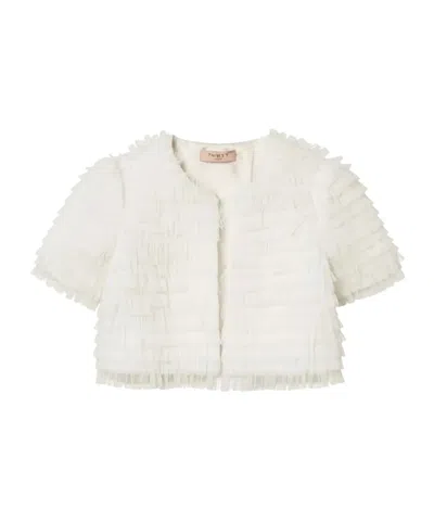 Twinset Ruffled Short-sleeve Jacket In White