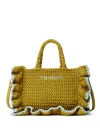 Twinset Mustard Yellow Rectangular Knit Handbag