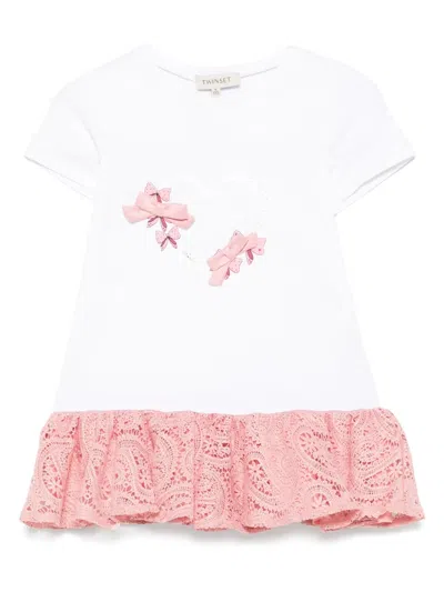 Twinset Kids' Ruffled-trim Dress In White