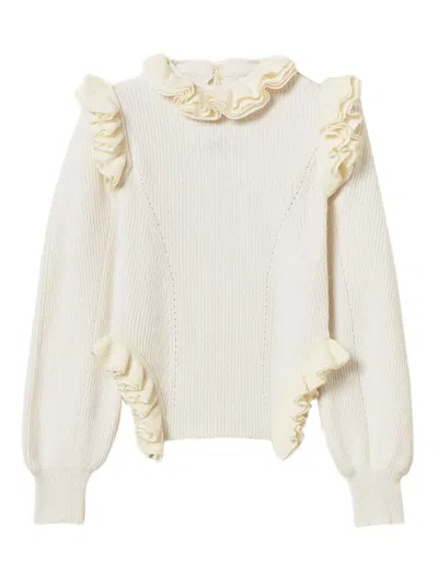 TWINSET RUFFLED-TRIM JUMPER
