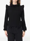 Twinset Ruffled-trim Sweater In Black