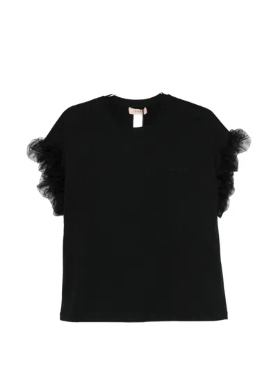 Twinset Ruffled T-shirt In Black