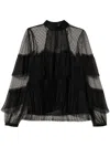 Twinset Ruffled Tulle Blouse In Black