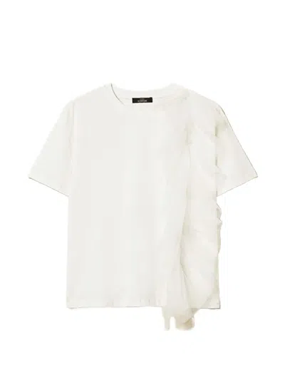 Twinset Ruffled-tulle T-shirt In White