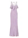 Twinset Ruffled Velvet Maxi Dress In Purple