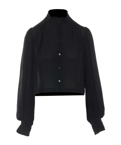 Twinset Ruffle-trim Long-sleeve Shirt In Black
