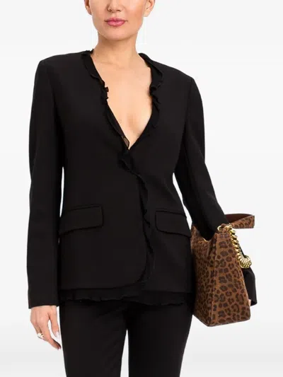 Twinset Ruffled-trim Blazer In Black