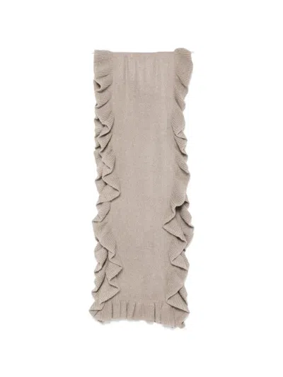 Twinset Ruffle-trim Knitted Scarf In Neutral