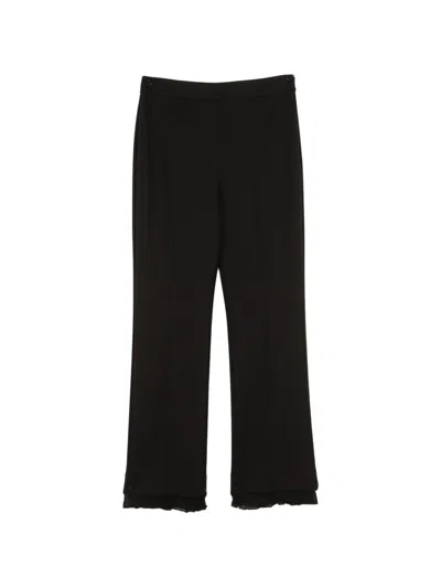 Twinset Ruffle-trim Trousers In Black