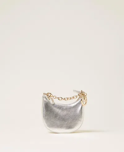 Twinset Mini Croissant Bag With Charm In Gray