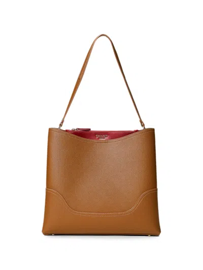 Twinset Saffiano-effect Panelled Bucket Bag In Pink
