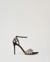 Twinset Sandales Cage Montantes Avec Strass In Multi