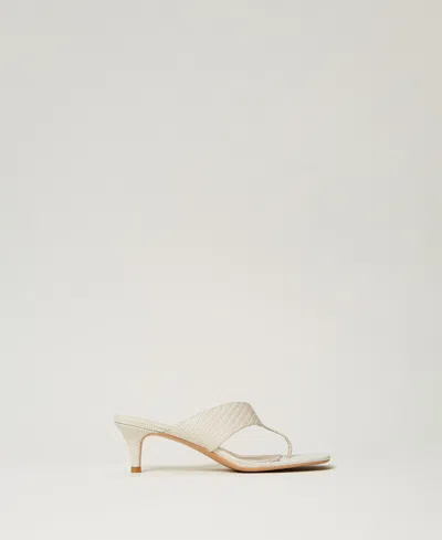 Twinset Sandales Mules En Cuir In White
