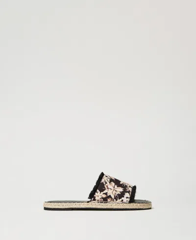 Twinset Sandales Slides Avec Imprimé Floral In Multi