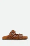 Twinset Laser-cut Buckle Sandals In Brown