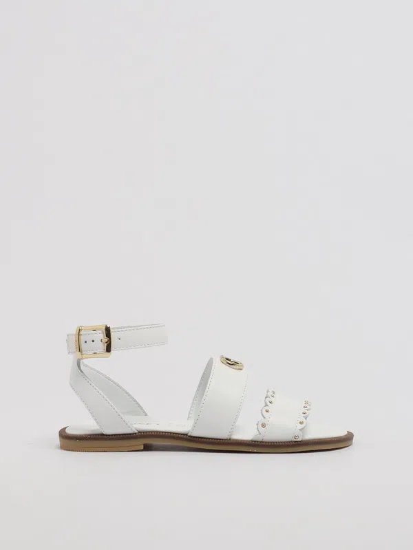 TWINSET Kids logo-plaque ballerina pumps - White
