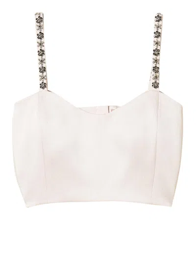 Twinset Sandy Pink Cropped Top In White