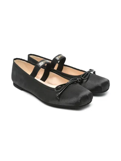 Twinset Kids' Satin Ballet Flats In Black