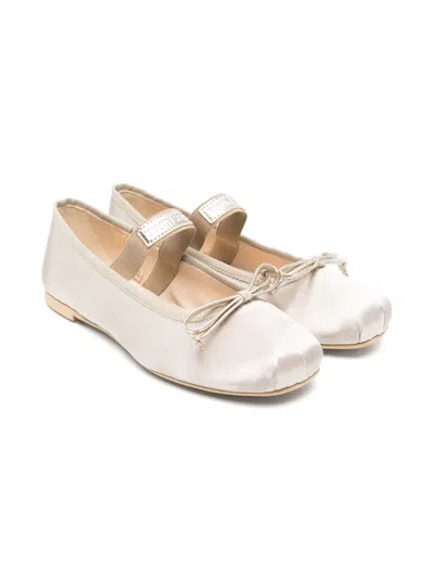 Twinset Kids' Satin Ballet Flats In Gold