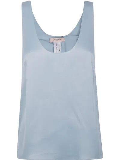 Twinset Satin Blouse In Blue