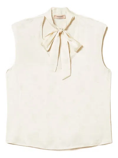 Twinset Satin Blouse In Neutral