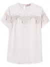 Twinset T-shirt En Satin Avec Dentelle In White