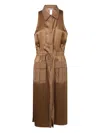 Twinset Twin-set Gold-tone Olive Green Sleeveless Dress In Gold