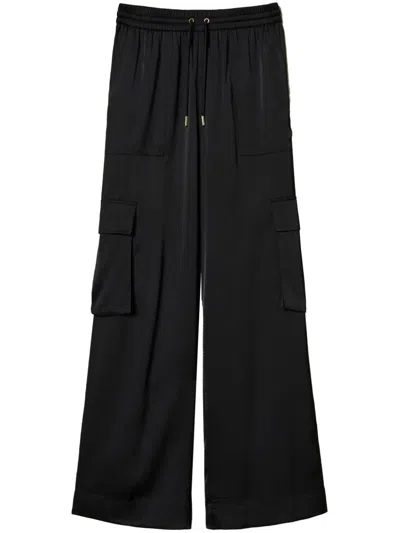 Twinset Satin Cargo Trousers In Black