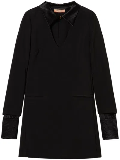 Twinset Satin-details Crepe Minidress In Schwarz