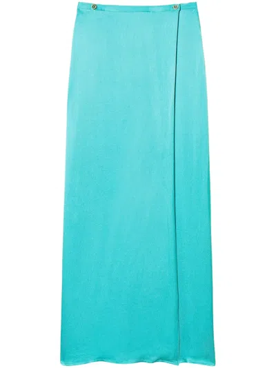 Twinset Satin-finish Maxi Skirt In Blue