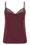 Twinset Satin Lace Top In Red